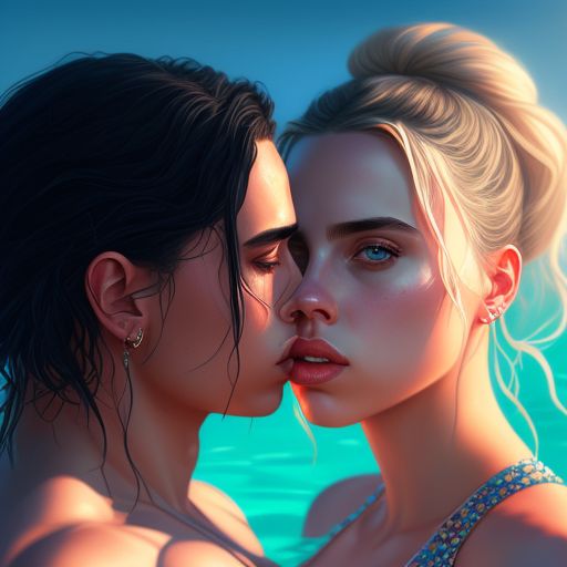 smartfly483 Billie Eilish and Scarlett Johansson passionately kissing each other in the lips