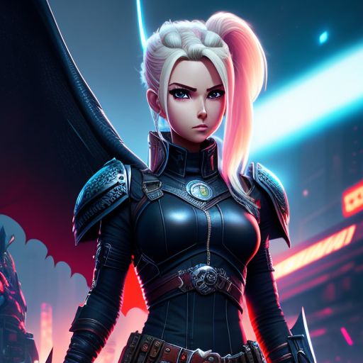 android 18 fused with astrid hofferson, from how to train your dragon, standing in a futuristic cityscape, ready for battle, Sharp focus, Intricate, Highly detailed, Sci-fi, Digital painting, Artstation, Concept art, Neon lighting, cyberpunk, art by loish and ross tran and rossdraws and artgerm and greg rutkowski, Anime style, strong female protagonist.
