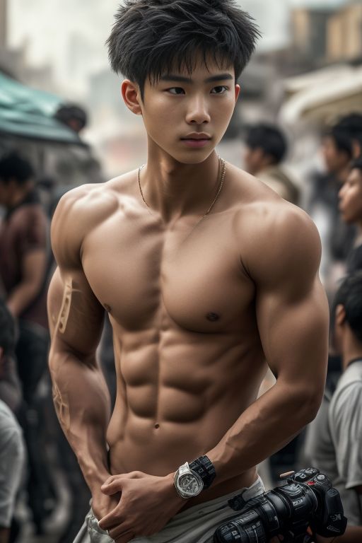 prompthunt: beautiful young Asian bodybuilder blonde young teen