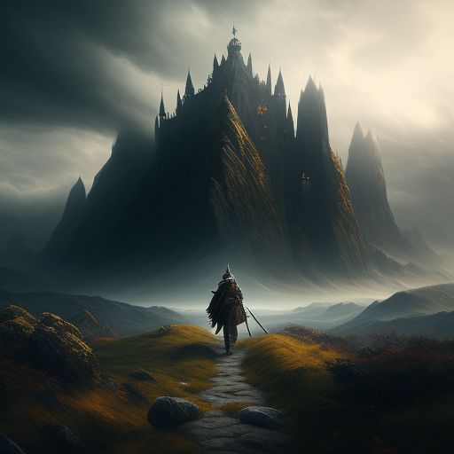 puny-crane71: a lone warrior leaving the dark castle