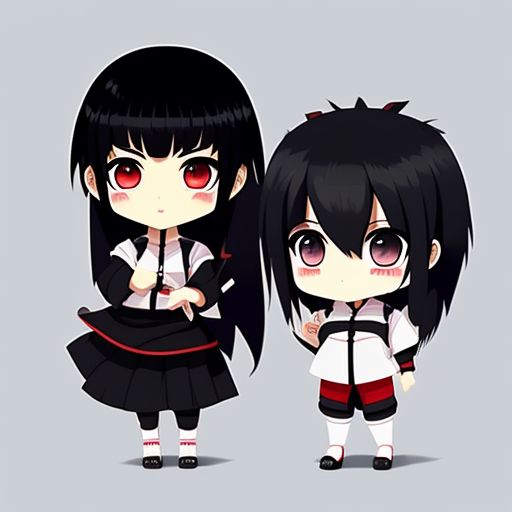soupy-hyena438: An anime chibi girl with black hair in Naruto style