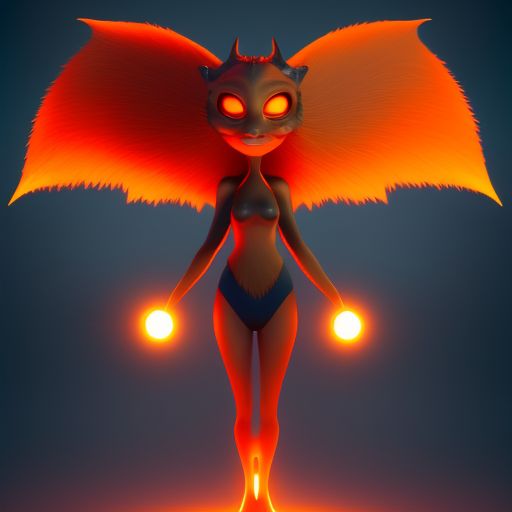 standing centered, Pixar style, 3d style, disney style, 8k, Beautiful, Demon monster girl orange tail