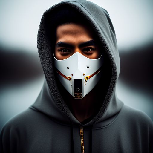 arid-cattle292: Hacker in Dali mask wearing a hoodie
