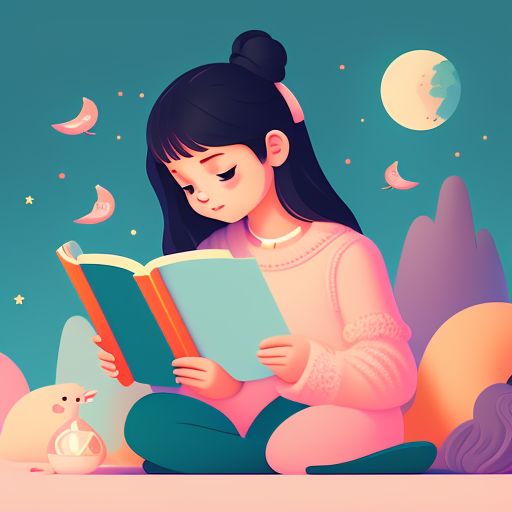 girl reading a book cartoon