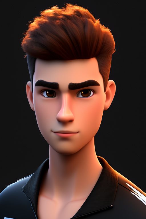 3d render, portrait of a young men and wathing the camera, Pixar style, Disney style, Pixar animation, extremely detaile, black background