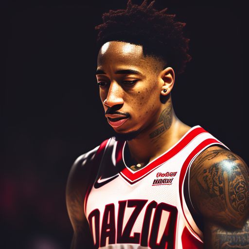 demar derozan, Cinematic, Photography, Sharp, Hasselblad, Dramatic Lighting, Depth of field, Medium shot, Soft color palette, 80mm, Incredibly high detailed, Lightroom gallery