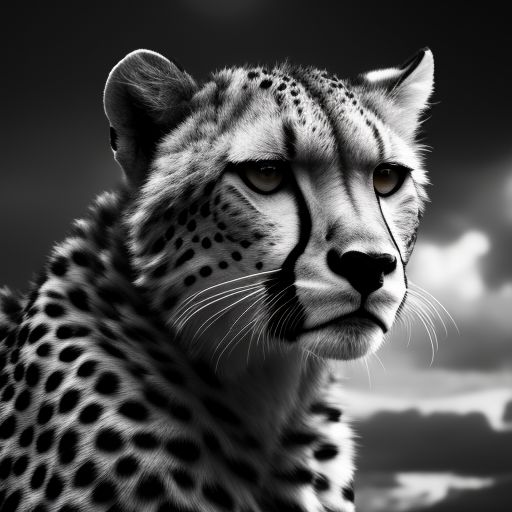 cheetah fierce black and white realistic 8k, with realistic, ultra sharp, wild, portrait, beautiful realistic cheetah BEAUTIFUL GIRL hybrid animal, cinematic lighting, jungle scene, wide angle, realistic, photo-realistic, photorealism, extreme detail, award winning photograph, 8k octane render, beautiful sky
