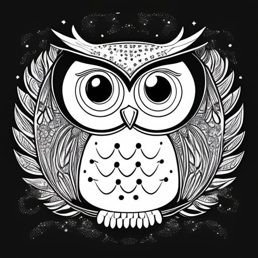 happy-otter407: black and white line drawing of a Cute sparkling owl ...
