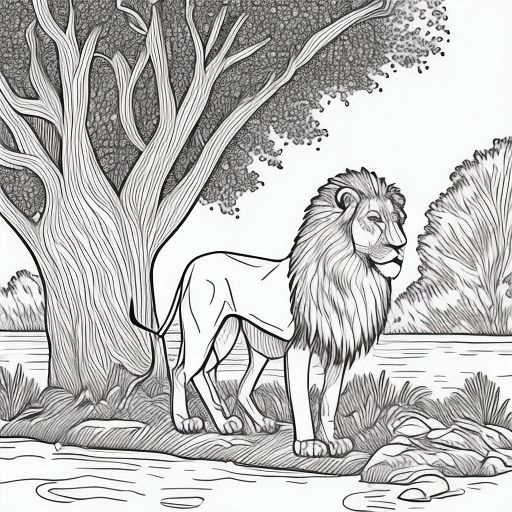 realistic lion coloring pages