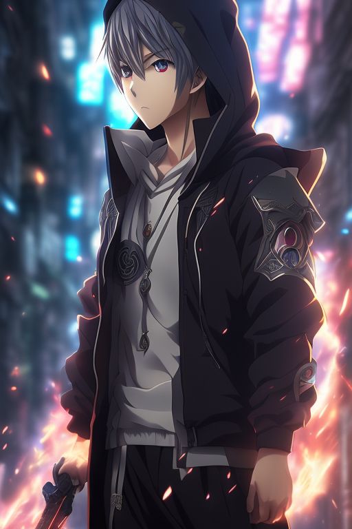 Anime boy hot sale with hood