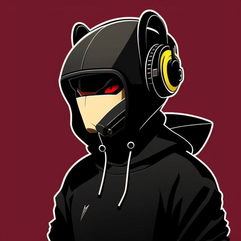 scaly-horse399: mecha weasel wearing a black hoodie and headphones dark ...