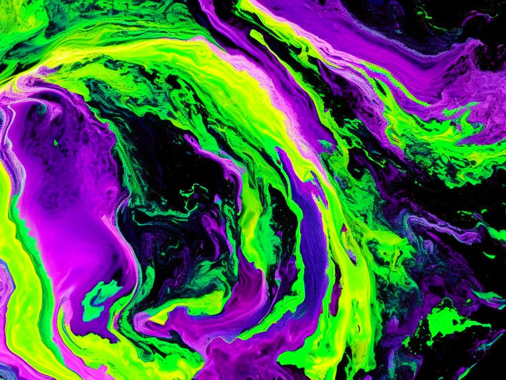 hyper realistic purple liquid paint mixture acid wash texture with purples and complementary colors on a dark black background


, digital vibe, acid wash paint mixture, Neon