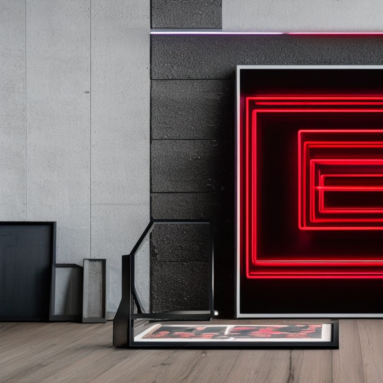 precious-bee423: a flat lay mock up of a red neon light 16:9 ...