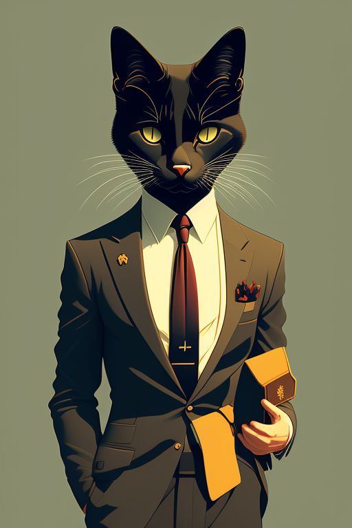 PolyCrumbs: Anthropomorphic cat wearing a dapper business suit