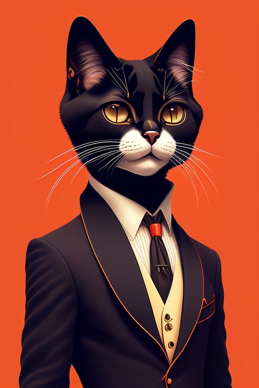 PolyCrumbs: Anthropomorphic cat wearing a dapper business suit