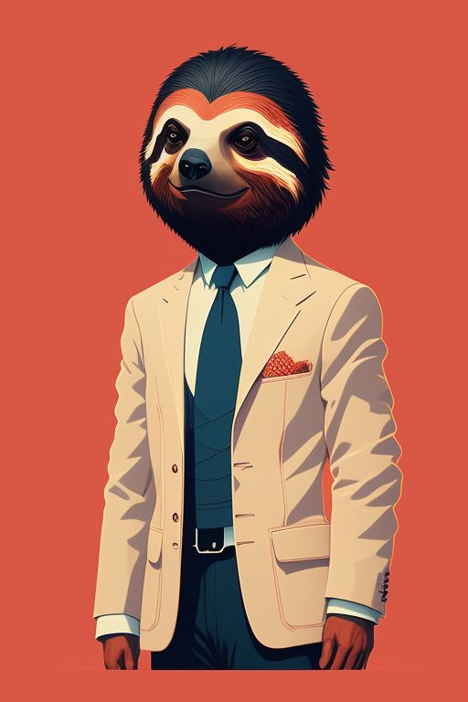 PolyCrumbs: Anthropomorphic sloth wearing a dapper business suit