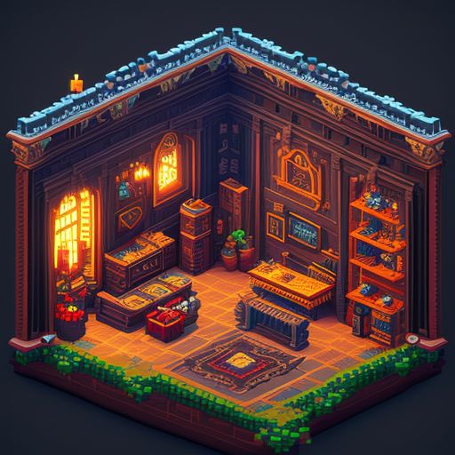 RPG video game, pixel art of top-down style house interior, Dark background, Game assets, Vector Graphics, Vector illustration, Highly detailed, Intricate, Symmetrical, Asset store, Unity Asset Store, by humblebundle, by artstation, by deviantart