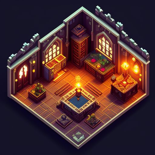RPG video game, pixel art of top-down style house interior, Dark background, Game assets, Vector Graphics, Vector illustration, Highly detailed, Intricate, Symmetrical, Asset store, Unity Asset Store, by humblebundle, by artstation, by deviantart