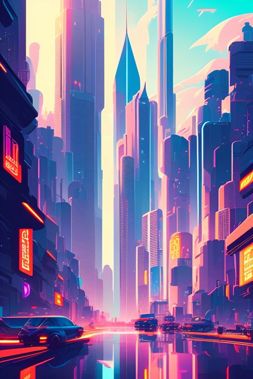 addison: Futuristic cityscapes with striking cel shaded vector art.