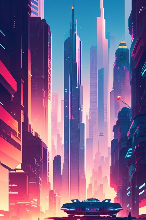 addison: Futuristic cityscapes with striking cel shaded vector art.