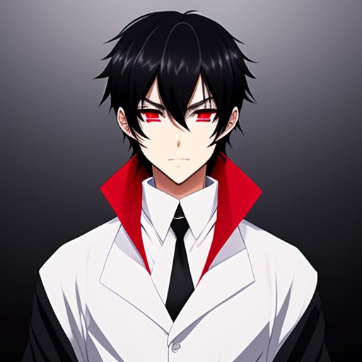 anime guy with red and black hair