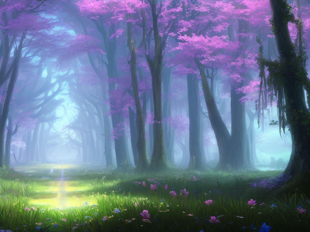 easy-boar238: A mystical forest with glowing flowers and trees that ...