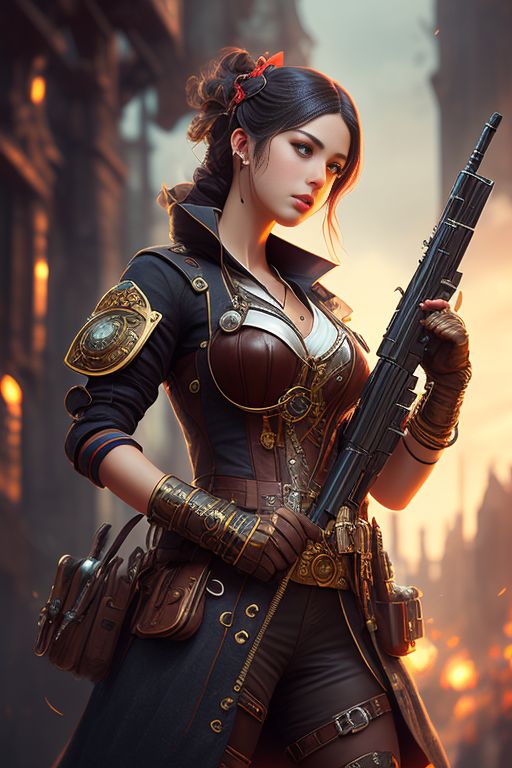 clumsy-bee754: Helly Valentine steampunk outfit with gun and boots