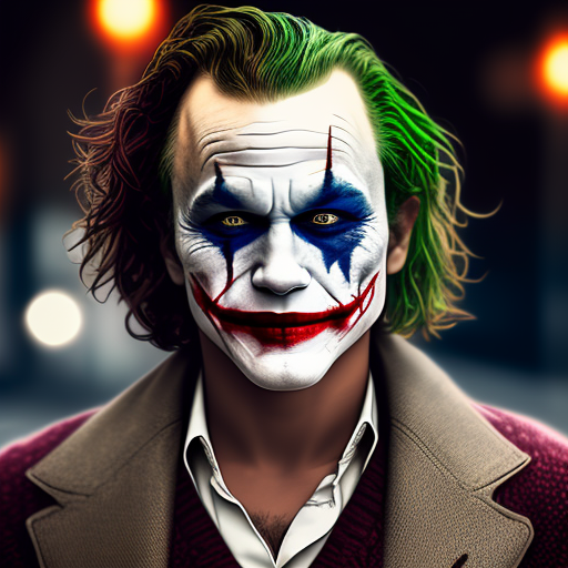 equalowl709 Draw the Heath ledger Joker, standing outside of a 5 star