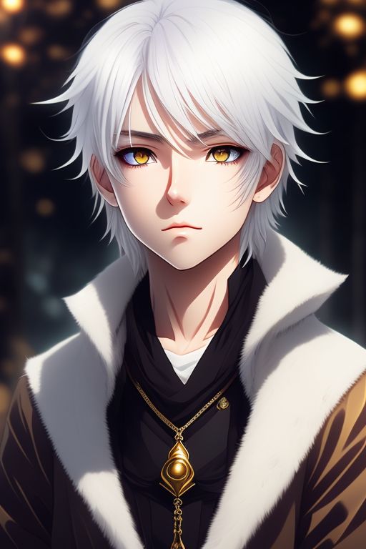 anime kid boy with white hair