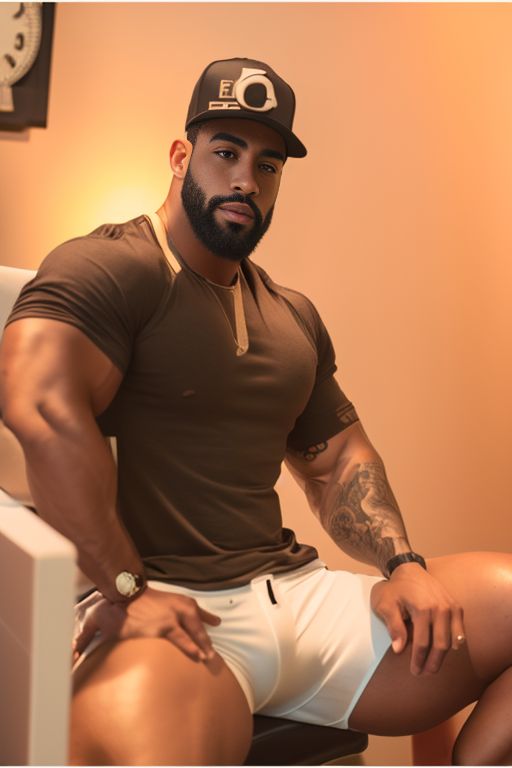 silly-mouse724: Muscular Hispanic male sitting, legs open with huge bulge,  massive bulge