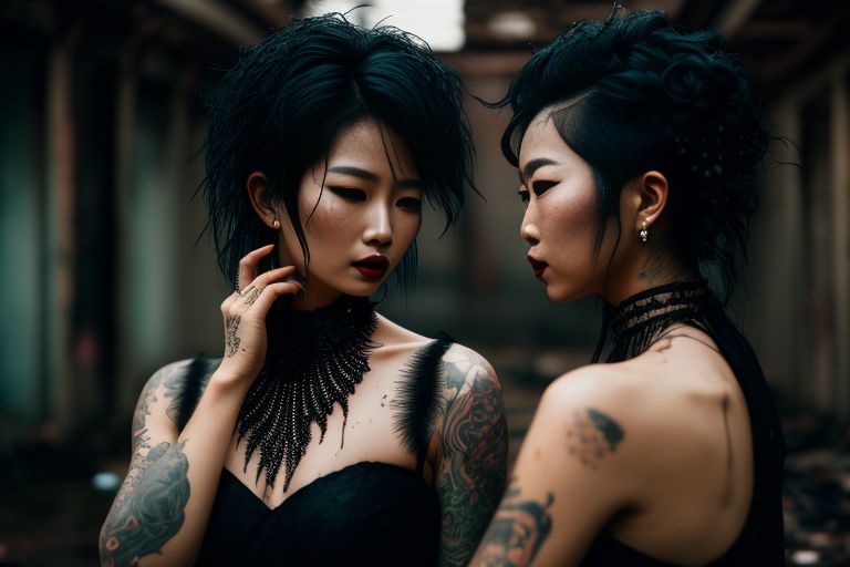 KilburnSpider: 3 Asian punk women looking at camera ,eye contact