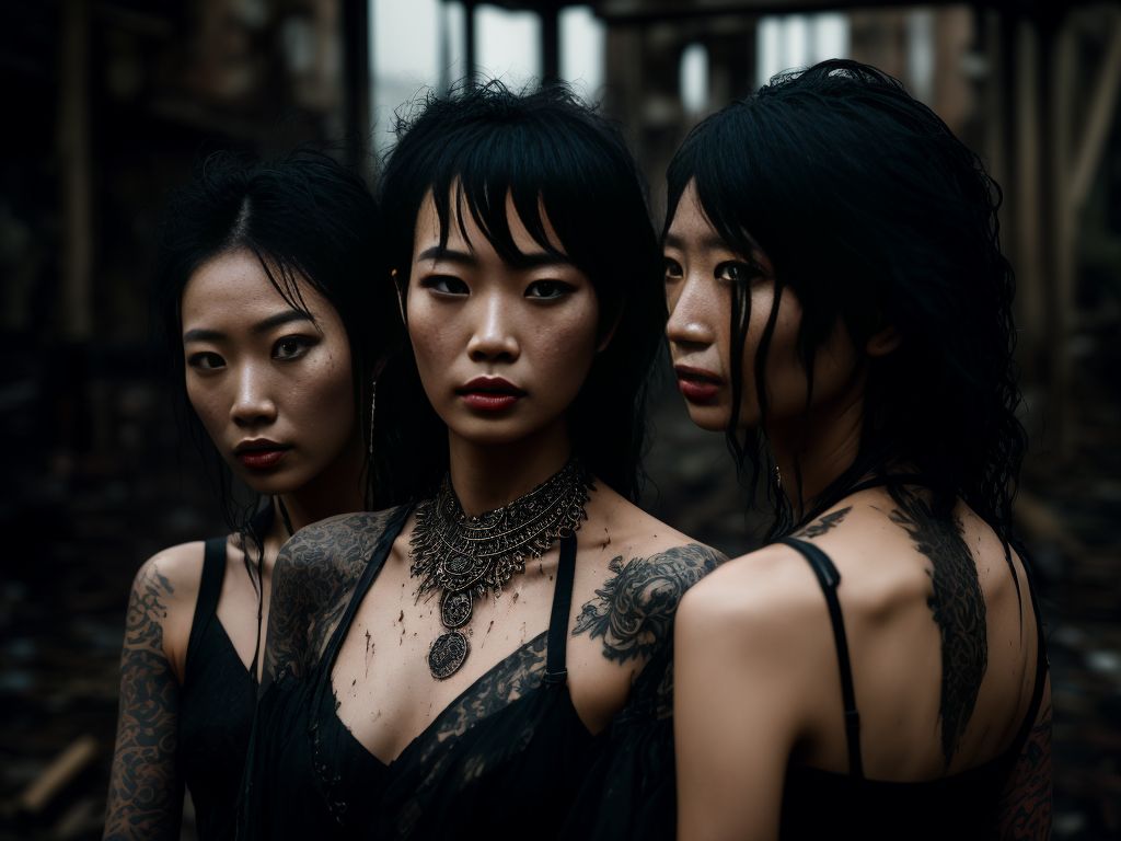 KilburnSpider: 3 Asian punk women looking at camera ,eye contact