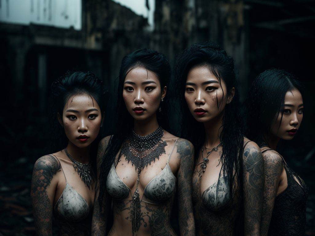 KilburnSpider: 3 Asian punk women looking at camera ,eye contact