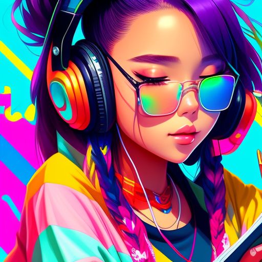 anime girl with music