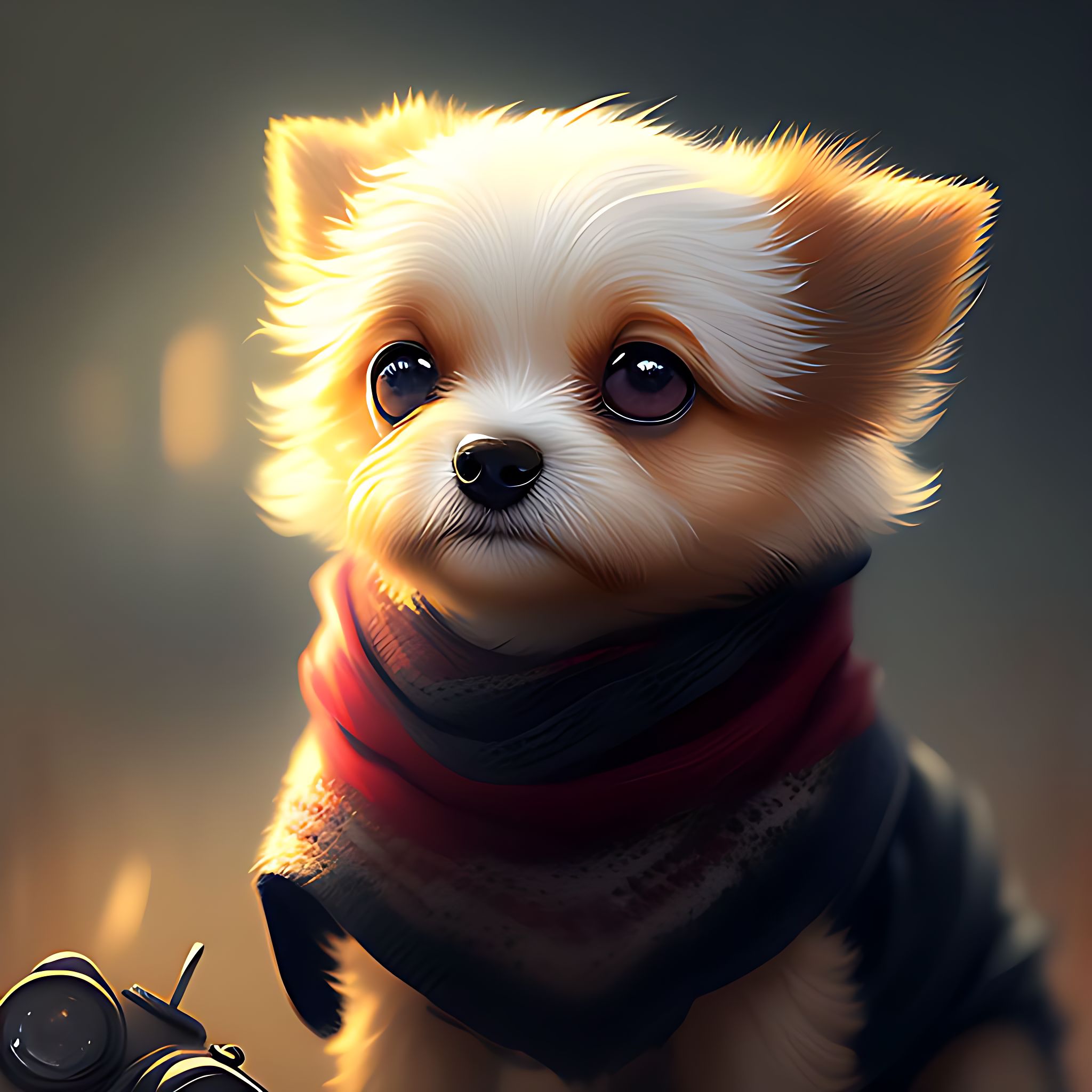 paltry-fly575: a very cute dog with a scarf with a plain background