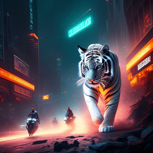 white tiger running