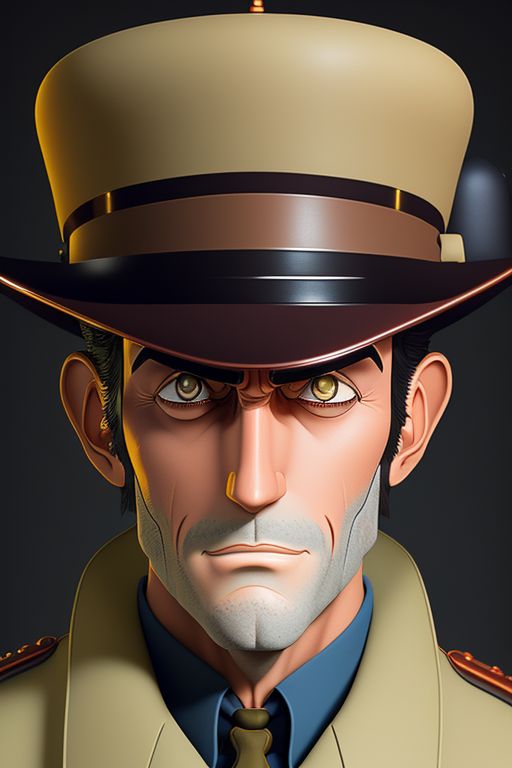 Gritty realistic studio photography of inspector gadget from the cartoon inspector gadget, In the art style of Ilya Kuvshinov  and Jean Giraud, Japanese anime, 16K, Fine stroke with high defination feeling, Color outlined, Centered and symmetrical