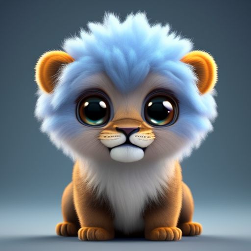 Arshadkhan: Realistic 3d render of a happy, furry and cute baby lion ...