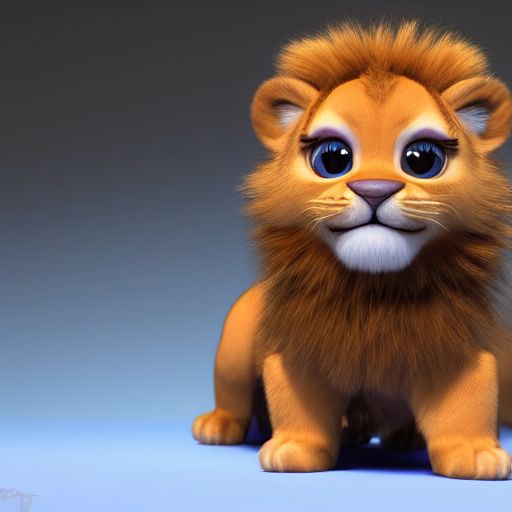 Arshadkhan: Realistic 3d render of a happy, furry and cute baby lion ...