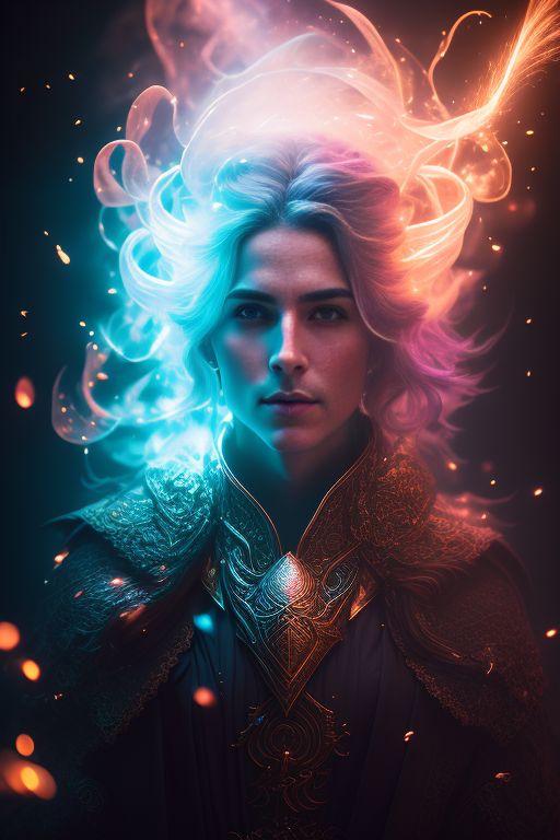 elim: happy fantasy d&d elven sorcerer swirling in magic sparks, most ...