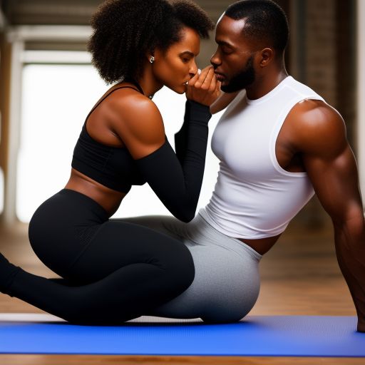 excited-rat43: Fit black girl goddess in tight yoga pants smothering man