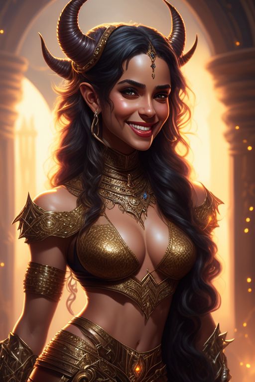 selfish-crab53: An attractive light brown skinned tiefling female