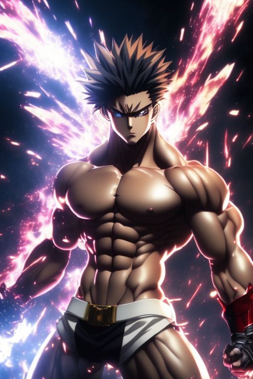 Muscular Anime Man Shirtless Manga Boy