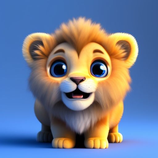 Nonkichi: lion, realistic 3d render of a happy, furry and cute, baby ...
