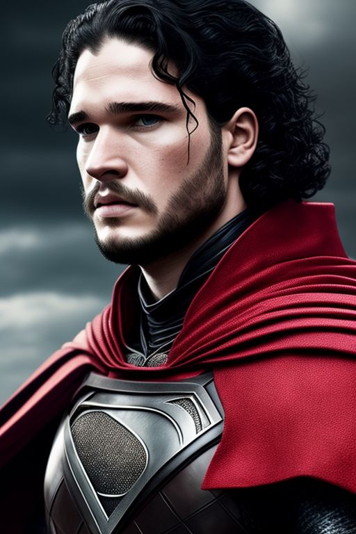 zanyape528 Jon Snow as Superman, westeros, short hair, red cape