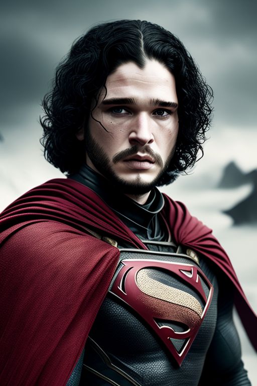 zanyape528 Jon Snow as Superman, westeros, short hair, red cape