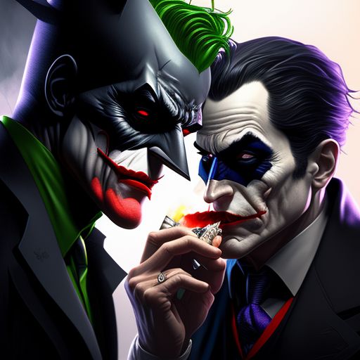 hot-deer818: Joker smoking a joint with Batman