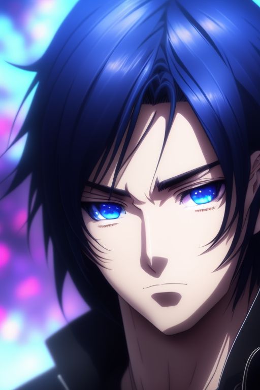 scaly-bison352: guy with black hair blue eyes anime blue lock