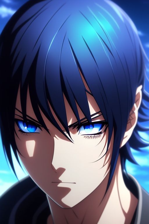 scaly-bison352: guy with black hair blue eyes anime blue lock