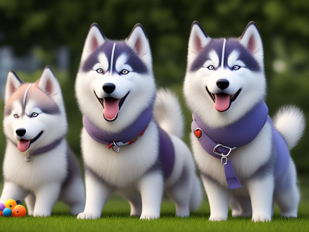 cheap-shrew713: Lovely smiling husky dogs with his toys in the park